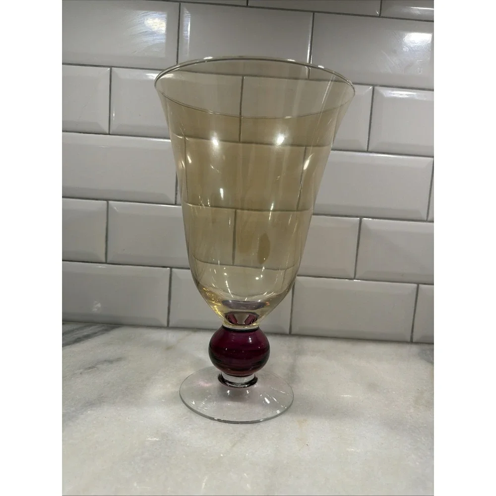 Elegant Clear Glass CRYSTAL TRUMPET VASE, Footed, Hand Made in Poland ~ 10